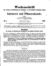 Cover of: Wochenschrift des Vereines zur Beförderung des Gartenbaues in den Königlich preussischen Staaten ...