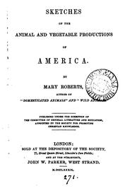 Cover of: Sketches of the animal and vegetable productions of America