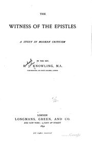 Cover of: The Witness of the Epistles: A Study in Modern Criticism