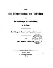 Cover of: Ueber den Polymorphismus der Individuen: Oder die Erscheinung der ...