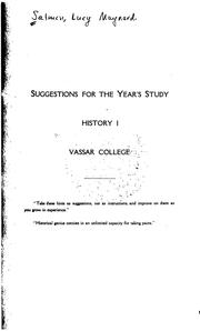 Cover of: Suggestions for the Year's Study: History I., Vassar College. Pt. 1
