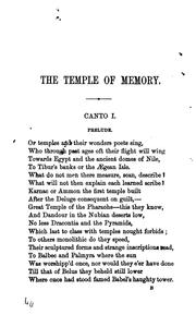 Cover of: The temple of memory [a poem].