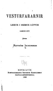Cover of: Vesturfararnir: leikur í þremur þáttum saminn 1875