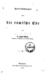 Cover of: Untersuchungen über die römische Ehe