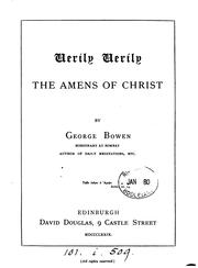 Cover of: Verily, Verily: The Amens of Christ
