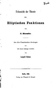 Cover of: Uebersicht der Theorie der elliptischen Funktionen