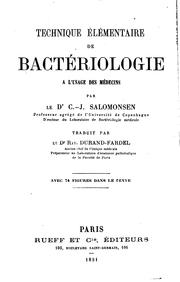 Cover of: Technique élémentaire de bactériologie à l'usage des médecins