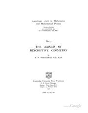 Cover of: The Axioms of Descriptive Geometry