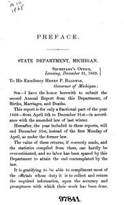 Cover of: Annual report relating to the registry and return of births, marriages, and deaths, in Michigan ...