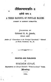 Cover of: A Third Handful of Popular Maxims Current in Sanskrit Literature