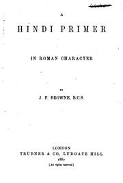 Cover of: A Hindi Primer in Roman Character