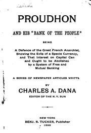 Cover of: Proudhon and His "bank of the People": Being a Defence of the Great French ...