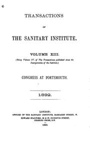 Cover of: Transactions of the Sanitary Institute |