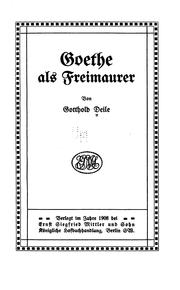 Goethe als Freimaurer by Gotthold Deile