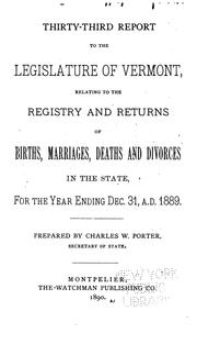 Cover of: Report ...: Relating to the Registry and Returns of Births, Marriages, Deaths and Divorces in ...
