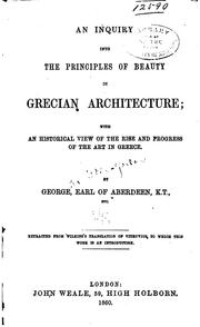 Cover of: An Inquiry Into the Principles of Beauty in Grecian Architecture: With an ...