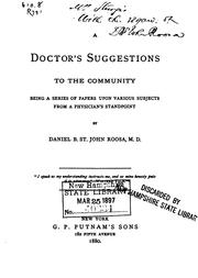 Cover of: A Doctor's Suggestions to the Community: Being a Series of Papers Upon ...