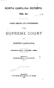 Cover of: North Carolina Reports: Cases Argued and Determined in the Supreme Court of ...