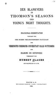 Cover of: Der Blankvers in Thomson's Seasons und Young's Night thoughts