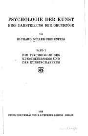 Cover of: Psychologie der Kunst: Eine Darstellung der Grundzüge by 