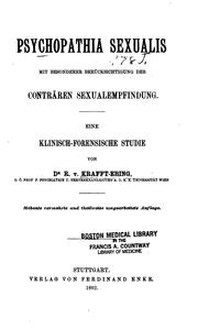Cover of: Psychopathia sexualis: Mit besonderer Berucksichtigung der Contraren ... by 