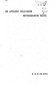 Cover of: De Apuleio Isiacorum mysteriorum teste...