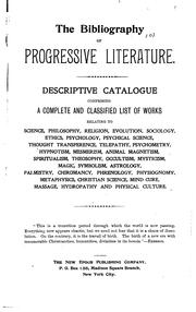 Cover of: The Bibliography of Progressive Literature: Descriptive Catalogue Comprising ...