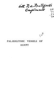 Cover of: Palæolithic Vessels of Egypt: Or The Earliest Handiwork of Man