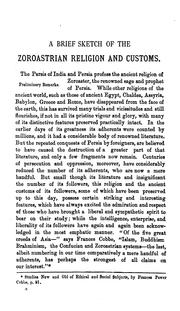 Cover of: A Brief Sketch of the Zoroastrian Religion & Customs: An Essay Written for the Râhnumâi ...
