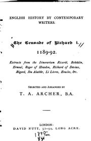 Cover of: The Crusade of Richard I. 1189-92: Extracts from the Itinerarium Ricardi ...