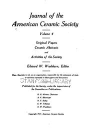 Cover of: Journal of the American Ceramic Society