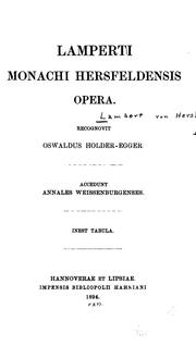 Cover of: Lamberti monachi Hersfeldensis Opera