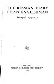 Cover of: The Russian Diary of an Englishman, Petrograd, 1915-1917: Petrograd, 1915-1917 |