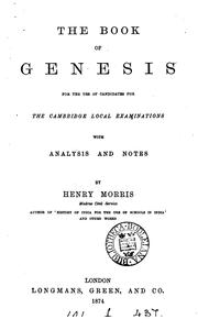 Cover of: The Book of Genesis for the use of candidates for the Cambridge local examinations, with ... |