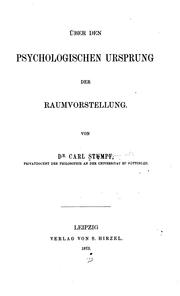 Cover of: Über den psychologischen Ursprung der Raumvorstellung by 