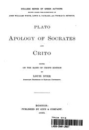Cover of: Plato Apology of Socrates and Crito |