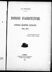 Cover of: Notions d'agriculture by J. E. Pouliot