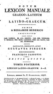 Cover of: Novum lexicon manuale Graeco-Latinum et Latino-Graecum
