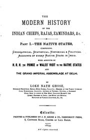 Cover of: The Modern History of the Indian Chiefs, Rajas, Zamindars, & C