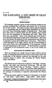 The Kaoliangs:: A New Group of Grain Sorghums by Carleton R. Ball