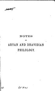 Cover of: Notes on Aryan and Dravidian Philology