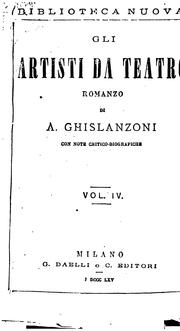 Cover of: Gli artisti da teatro: romanzo