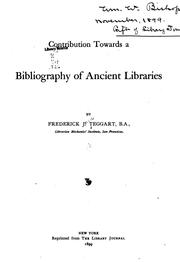 Cover of: Contributions Towards a Bibliography of Ancient Libraries