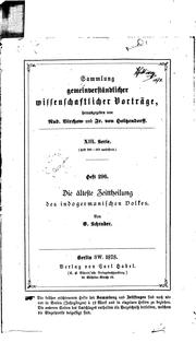 Cover of: Die älteste Zeittheilung des indogermanischen Volkes by Otto Schrader