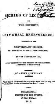 Cover of: A Series of Lectures on the Doctrine of Universal Benevolence