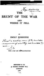 Cover of: The Brunt of the War, and where it Fell