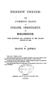 Cover of: Hebrew Theism: The Common Basis of Judaism, Christianity, and Mohammedism ...