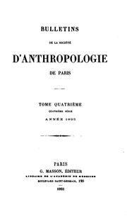 Cover of: Bulletins de la Société d'anthropologie de Paris