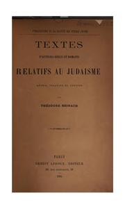 Textes d'auteurs grecs et romains relatifs au judaisme by Théodore Reinach