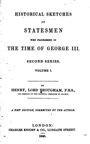 Cover of: Historical Sketches of Statesmen who Flourished in the Time of George III